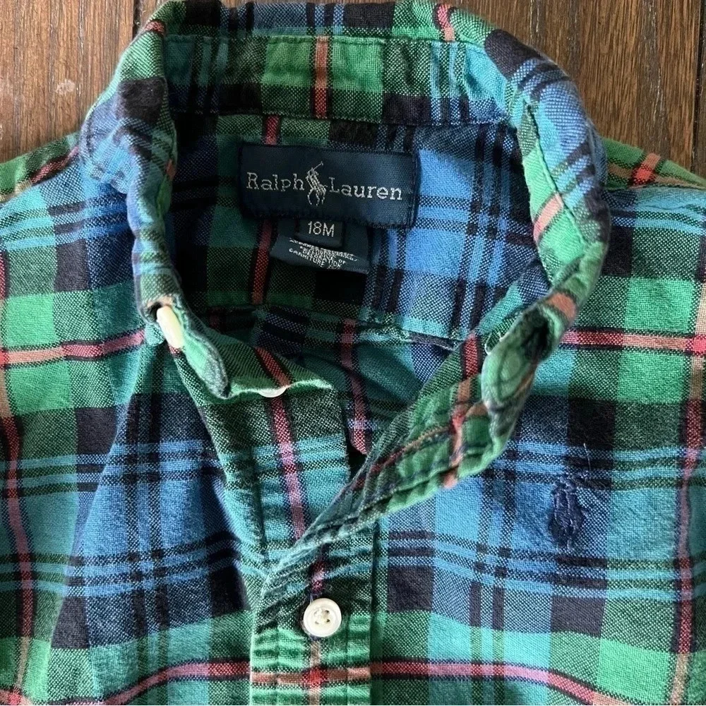 Ralph Lauren toddler boy plaid button down 18m